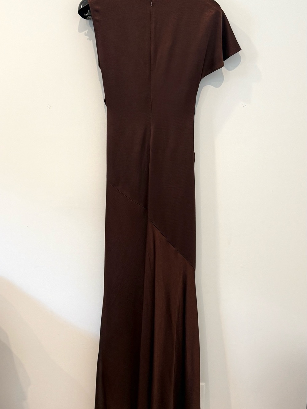 Banana Republic Bronze Hammered Satin Draped Asymmetrical Dress Maxi size M. - Picture 2 of 6